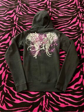 Y2K grunge rare 2000s Socal zip up with wings